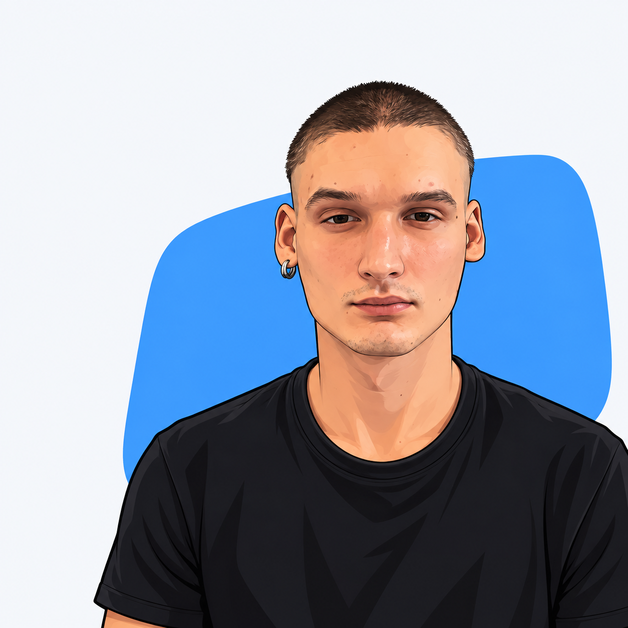 Ritratto illustrato di Alexandru Chiriac, sviluppatore web