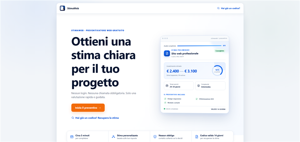 Anteprima del progetto StimaWeb