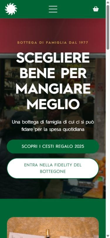 Versione mobile Bottegone nello schermo dello smartphone