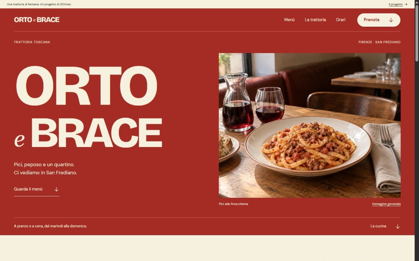Homepage della demo Orto e Brace