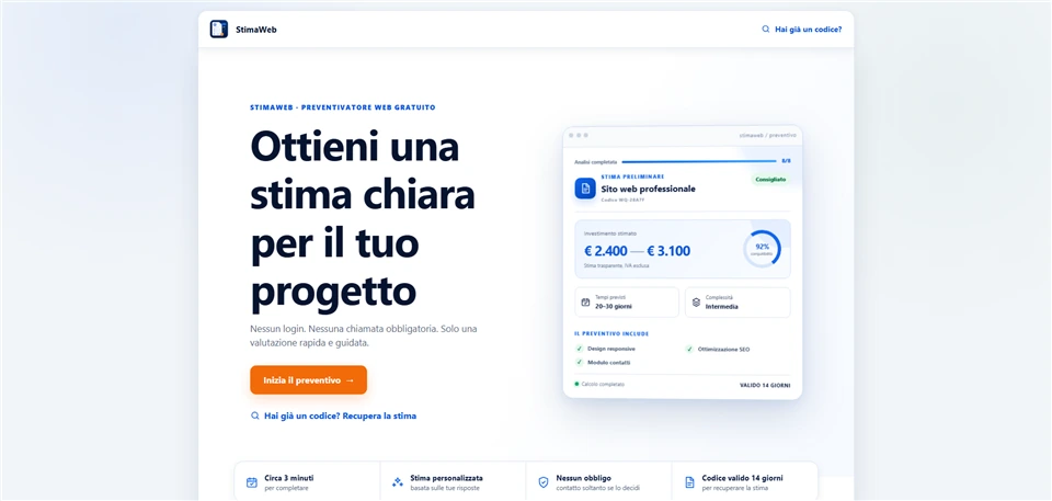 Dettaglio di StimaWeb sul telefono